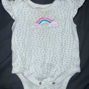 Adorable White Baby Onesie with Rainbow Design